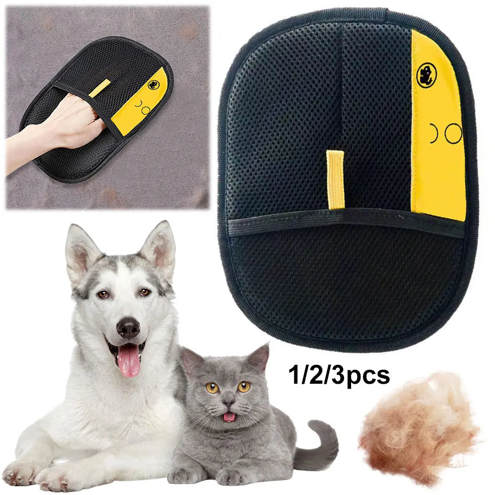Effortless Pet Grooming Gloves for Cats - Dual Brush Hair Removal Tool for Easy Cleaning