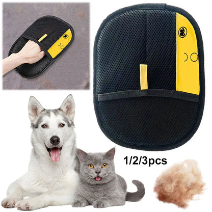 Effortless Pet Grooming Gloves for Cats - Dual Brush Hair Removal Tool for Easy Cleaning