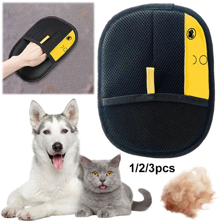 Effortless Pet Grooming Gloves for Cats - Dual Brush Hair Removal Tool for Easy Cleaning